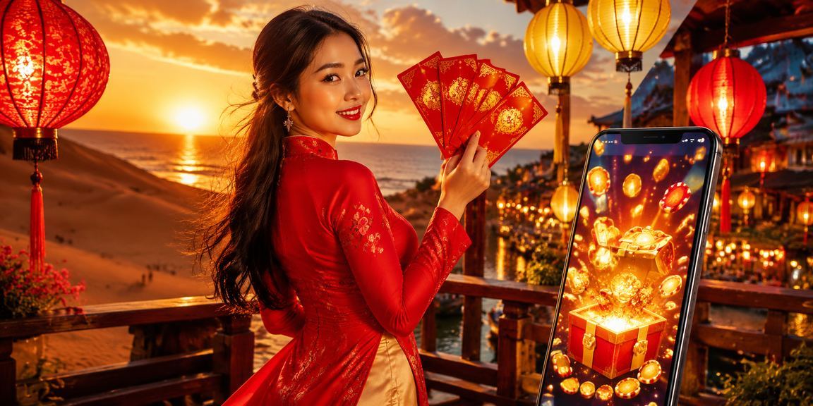 Người dùng tại Hội An nhận phong bì đỏ may mắn và ưu đãi thưởng trực tuyến